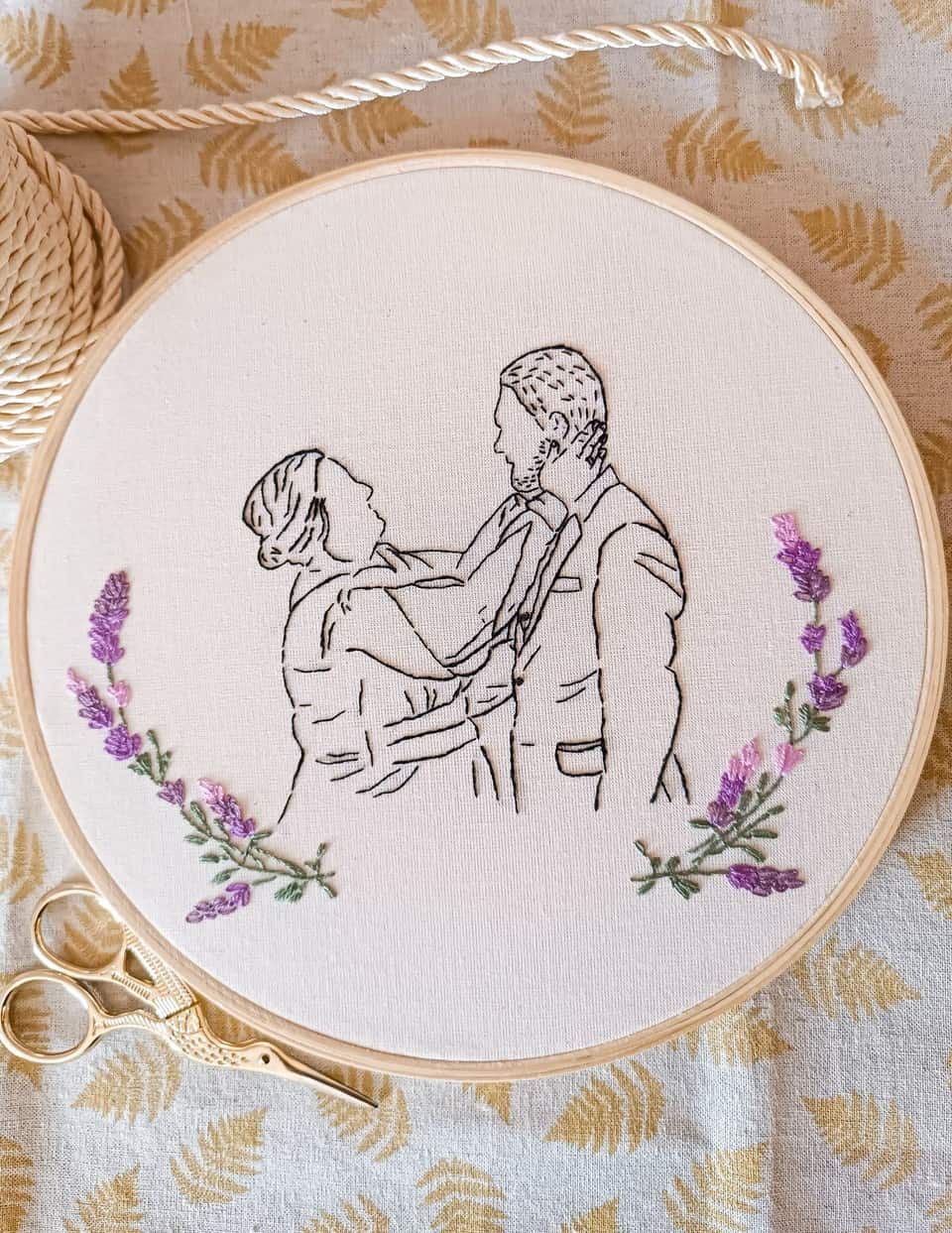 Exemples de broderies line art réalisées à partir de photos