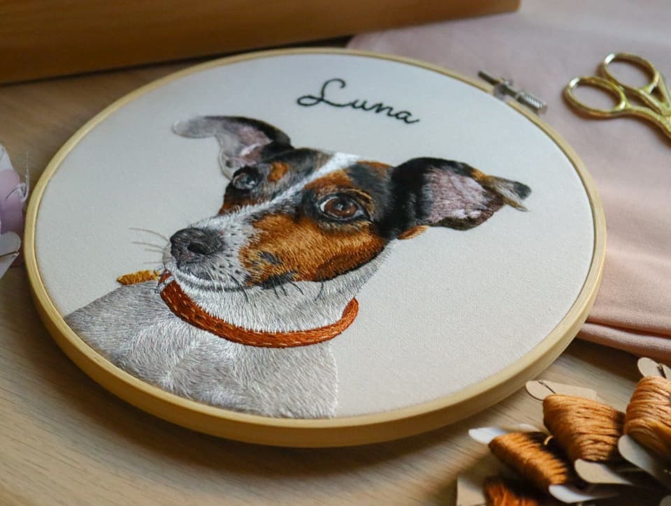 Exemples de portraits d'animaux brodés